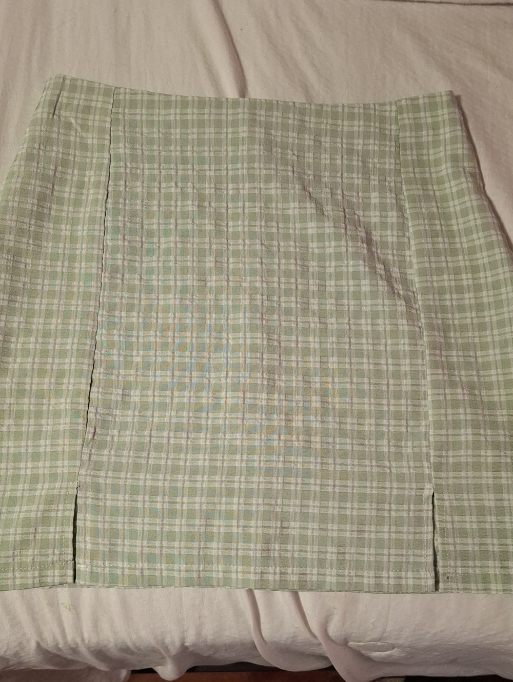 SHEIN Light Green Plaid Mini Skirt